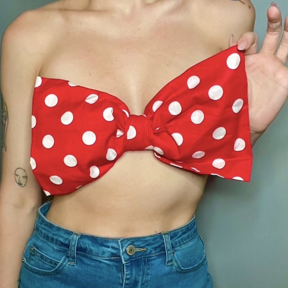 Polka Dot Bow Bandeau Top
